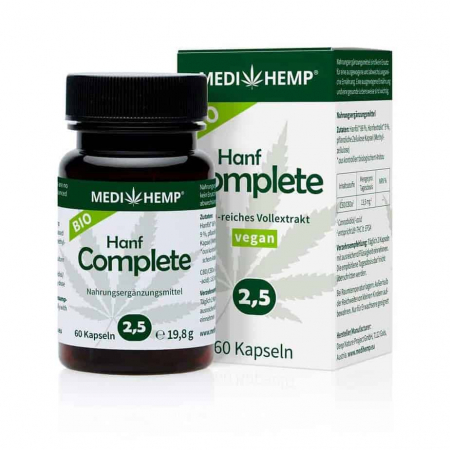 MEDIHEMP - Bio Hanf Complete Kapseln - Bio CBD Kapseln 2,5% (405mg) - 60Stck.